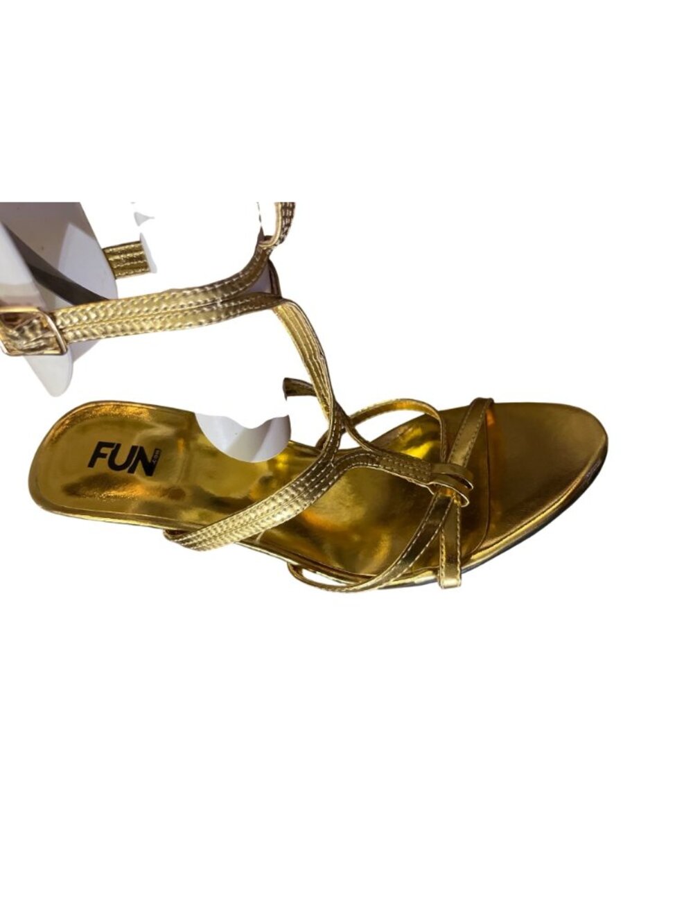 FUN Gold Gladiator Knee High Heels Strappy Sandals Women's 8 Used - Picture 4 of 16